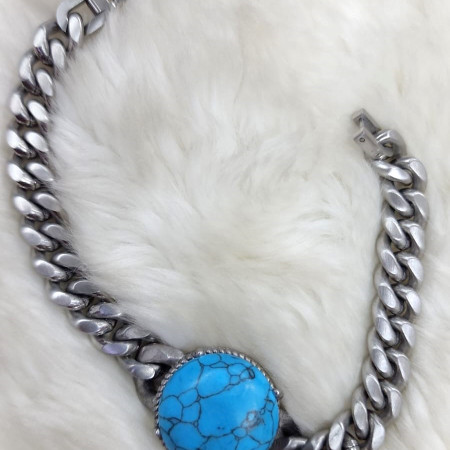 100% SS Natural Firoza Stone Salman Khan Fashionable Bracelet