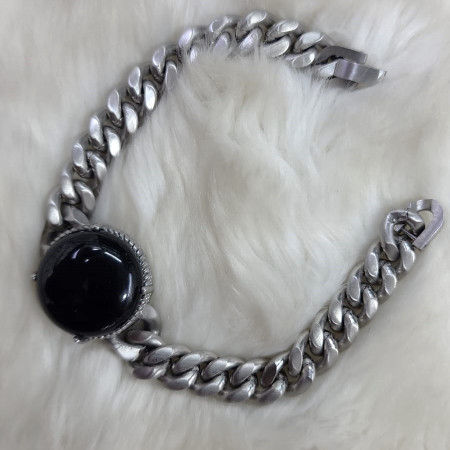 100% SS Natural Black Stone Salman Khan Fashionable Bracelet