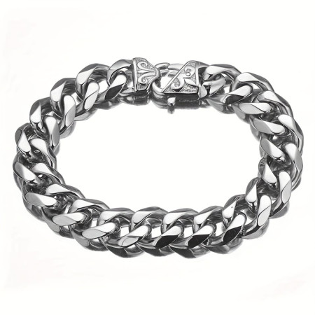 Stainless Steel Silver Curb Link Chain for Men Bracelet