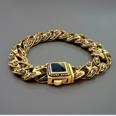Men’s Gold Gemstone Stainless Steel Bracelet