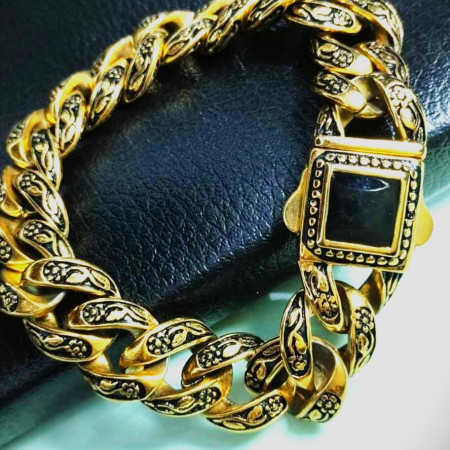 Men’s Gold Gemstone Stainless Steel Bracelet