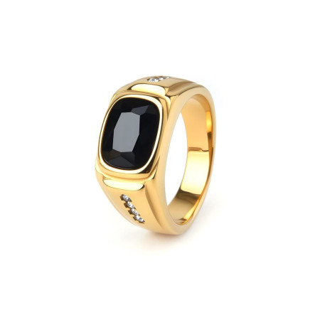 Unique Design Black Stone Finger Ring (DS-203)