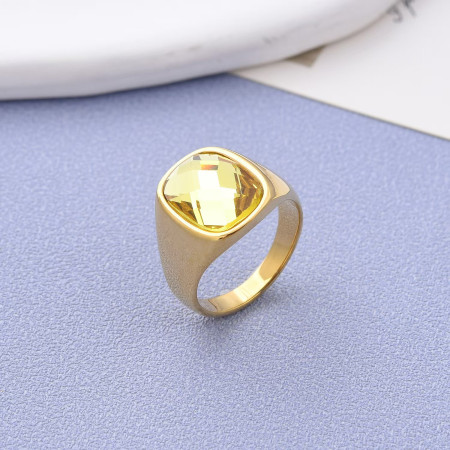 Italiano Natural Gold Stone Finger Ring (DS-209)