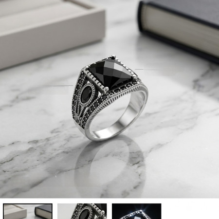 Most Demanding Turkish Design Black Stone Finger Ring-DS215